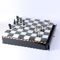 Латунные шахматы на мраморной доске. Размер: 35х30.8х4 см.